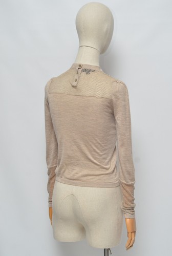 Burberry Prorsum Beige Cahmere & Silk Knitted Mesh Sweater Size S Made in Italy - Picture 7 of 12