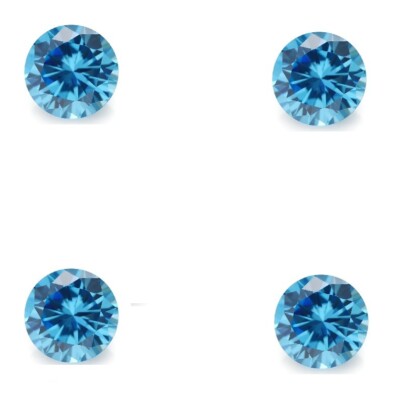 Certified Loose Lab Grown Blue Diamond 2 mm VS2 Clarity  4 Pcs Lot