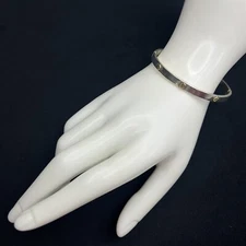 Mexican Taxco Minimalist Industrial Vermeil Sterling Silver Bangle Bracelet