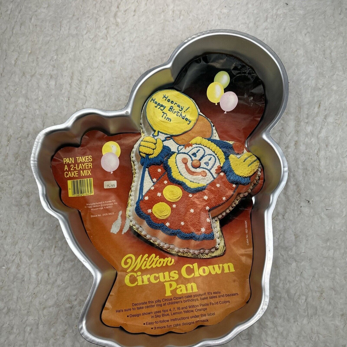 Vintage 1982 Wilton Retired Circus Clown Cake Baking Pan 502-3193 NOS New