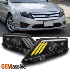 Smoked 10-12 Fusion LED Sequential Turn Signal DRL Projector Headlight 2010-2012