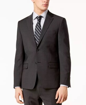 Calvin Klein Men's Suit Jacket Gray Skinny-Fit Extra Slim Infinite