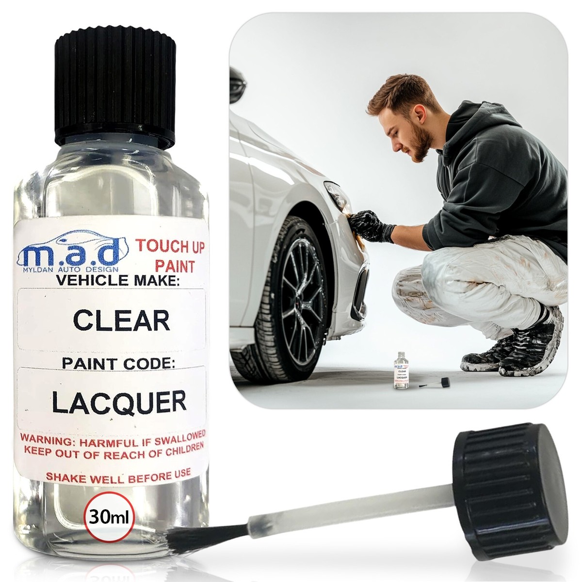 30ML Clear Lacquer Coat For Car Paint Touch Up Brush Scratch Chip