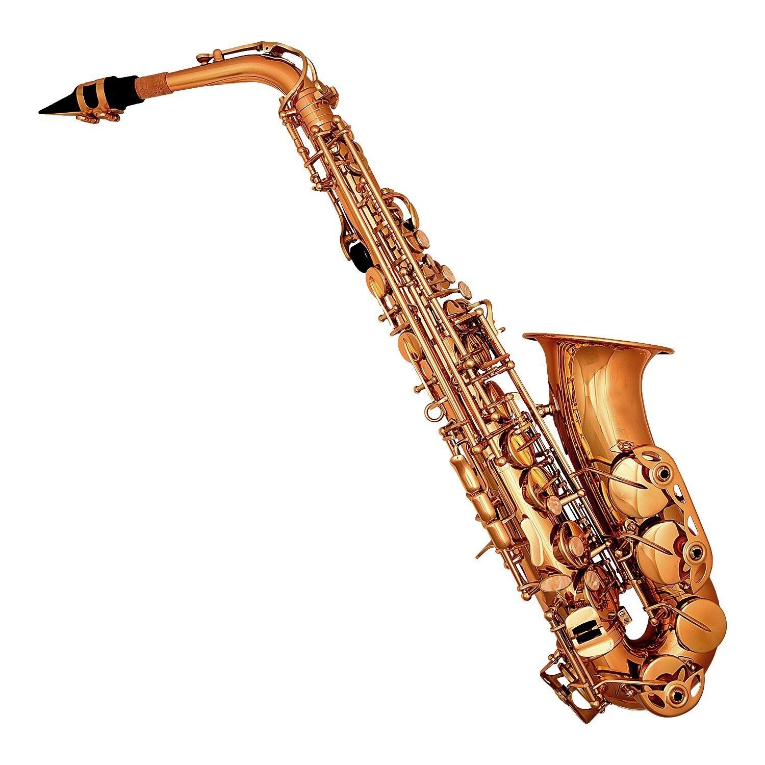 Alto Saxophone Sax Glossy Brass Engraved Eb E-Flat Natural White Shell Button