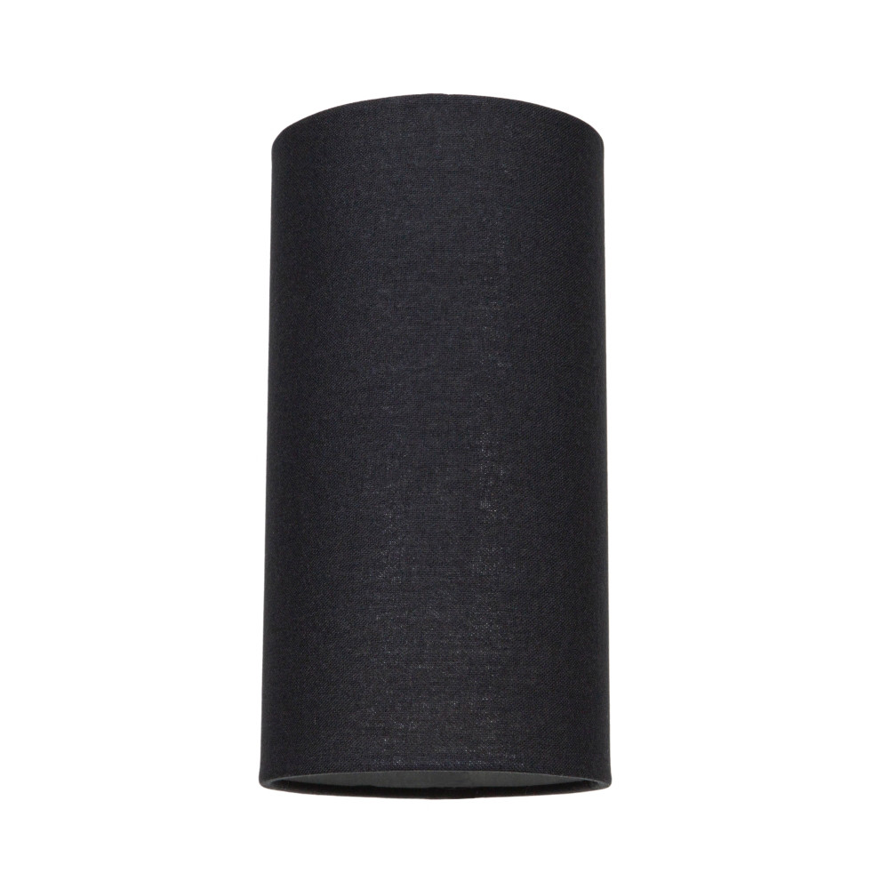 Contemporary and Stylish Jet Black Linen Fabric Tall Cylindrical 25cm Lamp Sh...