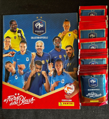 SET 50 TASCHEN PAKETE + ALBUM PANINI TEAM FRANKREICH STOLZ DARAUF, BLAU ZU SEIN 2023