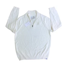 NWT JP Mprgan Wealth Long Wharf Supply Co. SeaWell Men Large Knit 1/4 Zip Ivory