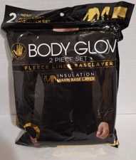 Body Glove Fleece Lined 2 PC Fleece Lined Insulated Warm Baselayer Sz L Black