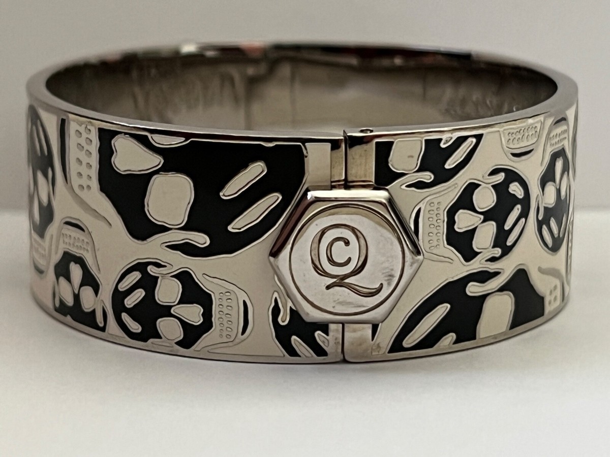 Alexander McQueen Skull Logo Icon White Black Enamel Silver