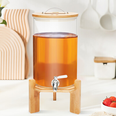 2 Gallon Glass Drink Beverage Dispenser with Spigot, Lemonade Dispenser Jar