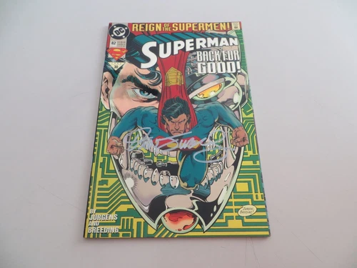 1993 VINTAGE DC SUPERMAN # 82 METALLIC COVER SIGNED BY DAN JURGENS WITH POA