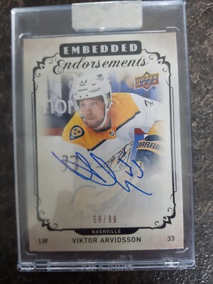 2018-19 Clear Cut Embedded Endorsements Auto 59/99 Viktor Arvidsson Card# EE-VA