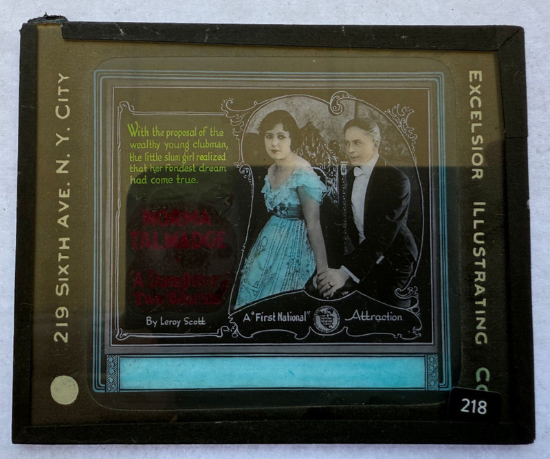 MAGIC LANTERN SLIDE MOVIE A DAUGHTER OF TWO WORLDS NORMA TALMADGE 1920