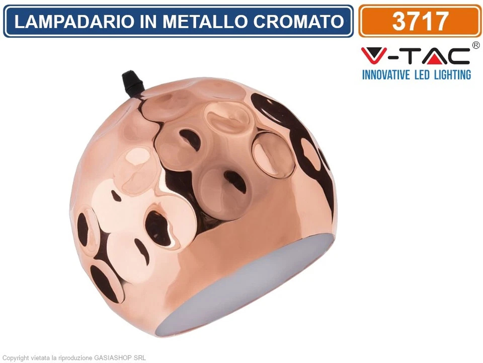 V-TAC VT-8250 LAMPADARIO IN METALLO CROMATO CON PORTALAMPADA PER LAMPADINE E27 - Immagine 2 di 2