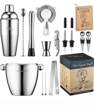 Bar Set 15 Piece Mixology Bartender Kit - Cocktail Shaker Set Bar Tool Set for H