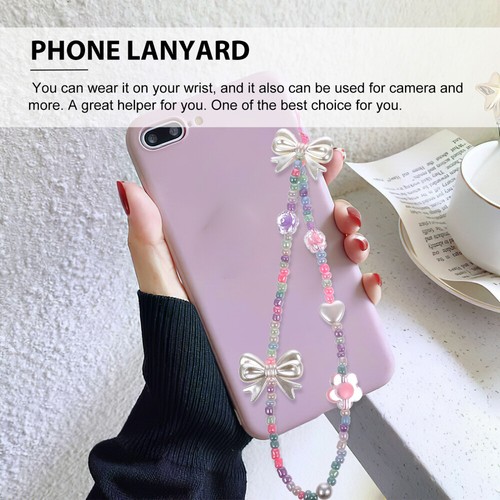 2pcs Beaded Phone Strap Beaded Phone Charms Mobile Phone Lanyard Wrist Strap - 第 2/12 張圖片