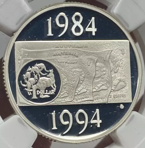 1994 AUSTRALIA $1 SILVER DOLLAR INTRO EDGE REEDED PLAIN DAN HUGHES NGC PF 70 UC