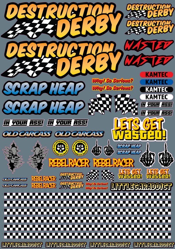 Rc Banger Sticker, Demolition Car, Kamatec, Derby, 1:12, Rc 