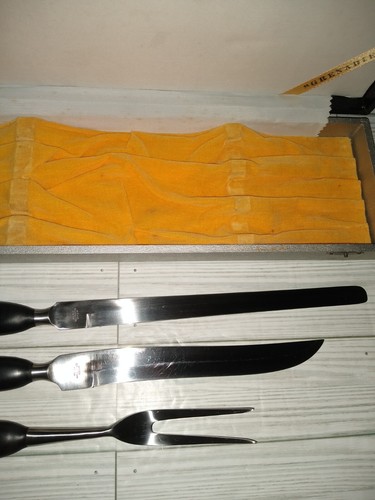 Vintage N.S. Co. Stainless Japan Carving Set With Black Handle 3 Piece Set - Picture 5 of 9