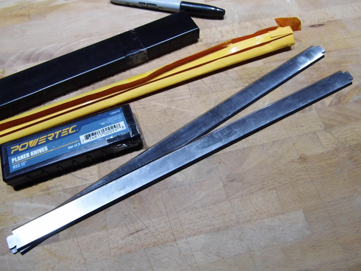 POWERTEC 128070 13 Inch HSS Planer Knives for Ridgid TP1300 Set