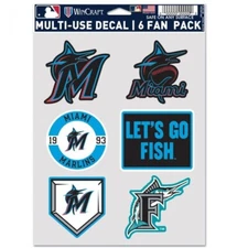 Miami Marlins Multi-Use 6 Fan Pack MLB Decal Stickers *Free Shipping