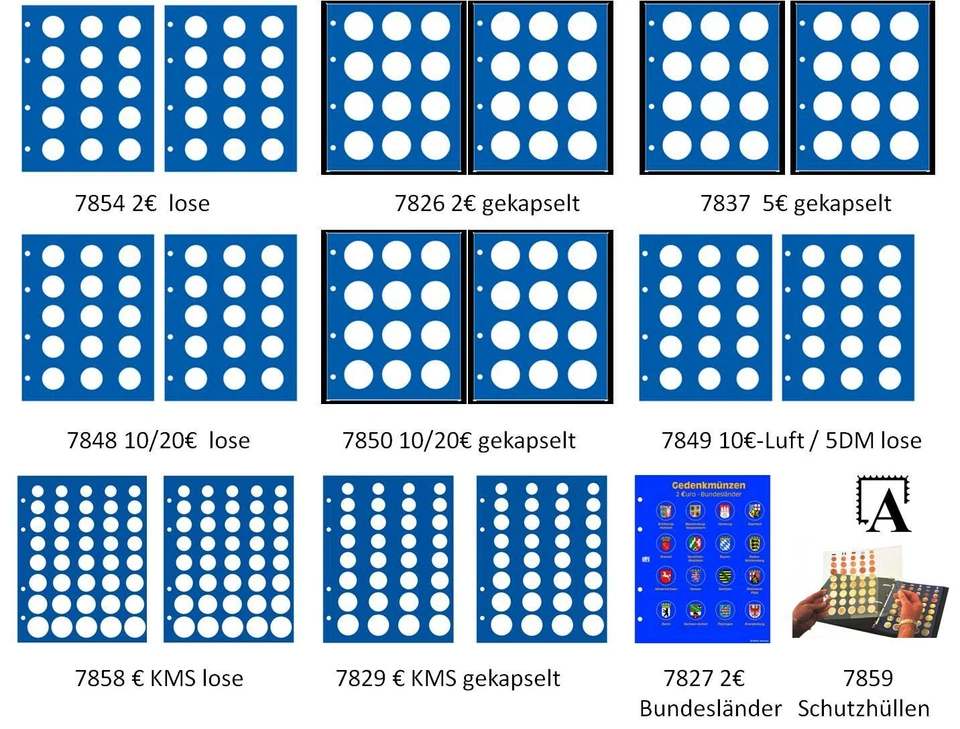 LEUCHTTURM SAFE TOPset neutrale Münzblätter Ergänzungsblätter 2er-Set f. Euro 2 5 10 20 KMS