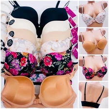 EXTREME DOUBLE PUSH UP Add 2 Cup Sizes Open Front Bra Padded FREE RETURN 1/3/6pc