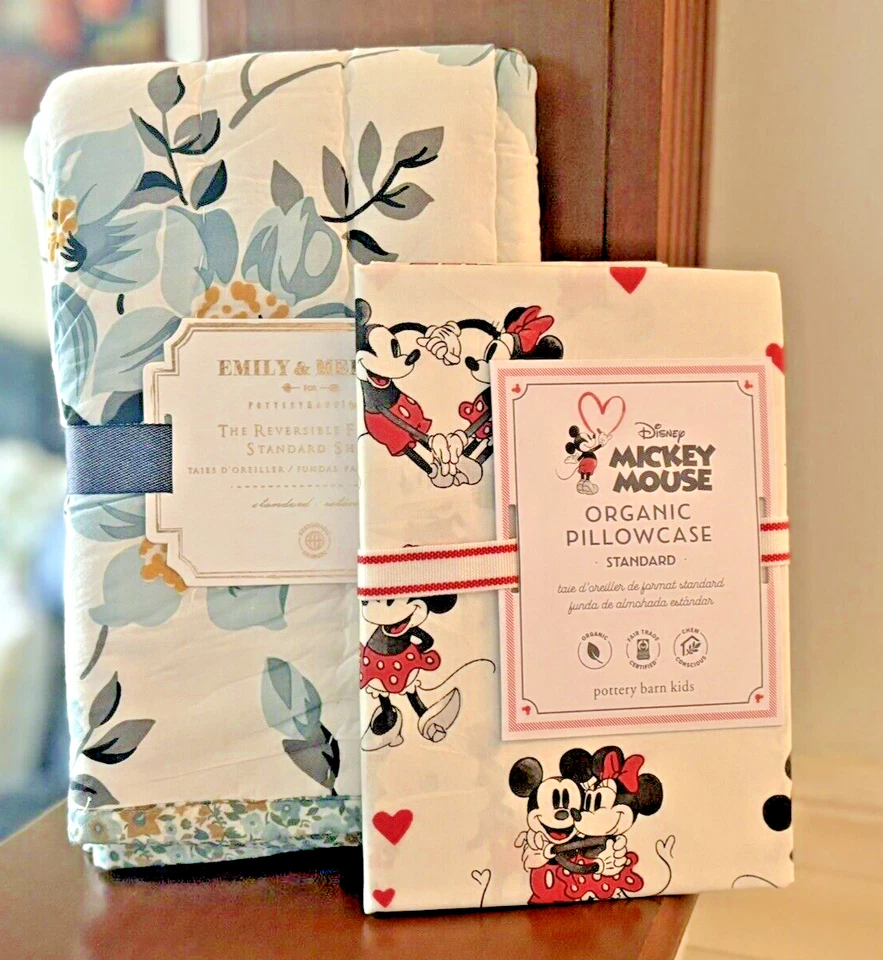 Disney Pottery Barn Mickey Minnie Mouse Floral Monique holiday Bed SET 2 / - Image 3 of 4