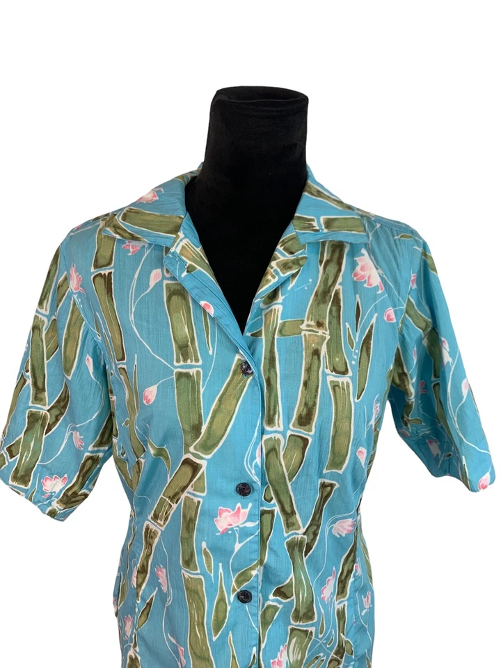Camisa Hawaiana Columbia River Resort Bambú Floral Para Mujer Talla S Foto 2 de 4