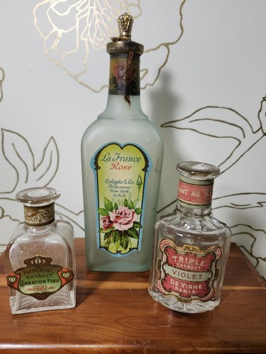 Antique Glass Perfume Bottles Colgate De Vigne Imperial Rose Violet Carnation