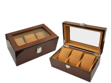 Elegant Watch Box Case for 3 Watch Watch Box Wooden with Glass High Gloss