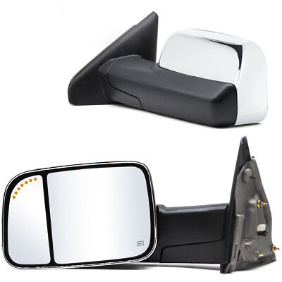 For 2009 Dodge Ram 3500 Towing Mirrors Power Heated Arrow Light Chrome Cap LH RH