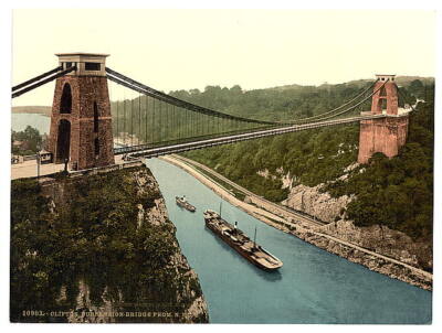 Photo:Clifton suspension bridge from cliffs,Bristol,England