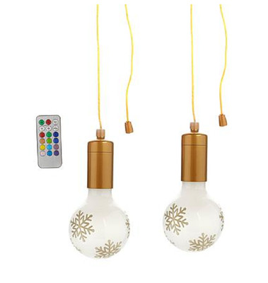 Improvements 2-pack Holiday Color Changing 4'' Hanging Pull Lights,Gold Snowflake