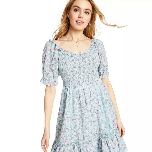 LoveShackFancy Women's Celeste Smocked Puff Sleeve Target Light Blue Size 2x 3x - Picture 3 of 6