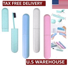 4 Pack Portable Travel Toothbrush Cases - Colors Green, Blue, Pink, White