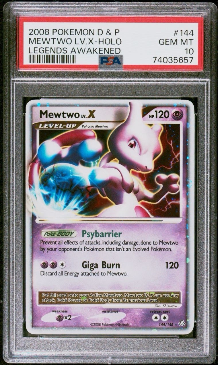Pokemon Mewtwo Lv.X PSA 10 Gem Mint Diamond Pearl Legends Awakened #144 POP 18