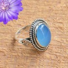Aqua Chalcedony Gemstone 925 Sterling Silver Handmade Jewelry Ring Gift For