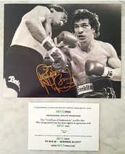 Ray "Boom Boom" Mancini, Boxing Legend. Signed Fight Photo. With Mint Pros COA.