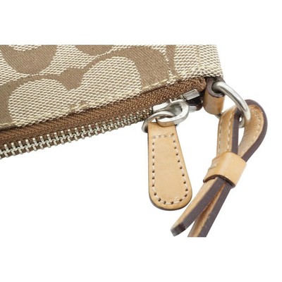 Coach Signature Demi mini Pouch Hand Bag Canvas Leather Beige 6094