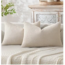 MIULEE Pack Beige Throw Pillow Covers Cushion Case for Home Decor 12" X 20"