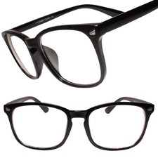 Classic Retro Indie Black Square Keyhole Frame Clear Lens Eye Glasses