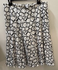 CAROLE LITTLE Black  White Eyelet Embroidery Linen/ Rayon Skirt Size 12