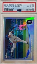 2013 Topps Chrome Justin Verlander #150 Refractor PSA 10 GEM MINT Detroit Tigers
