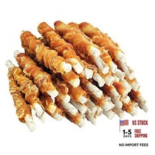 Dog Treats - Rawhide Twist Chicken Hide Sticks - 14.11 Ounce - Pack of 1