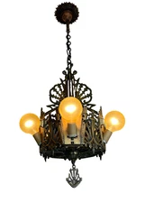 1930s Art Deco 5 Light slip shade Fixture