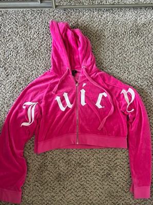 Pink Juicy Couture Cropped Zip-Up Hoodie Women's Size Large