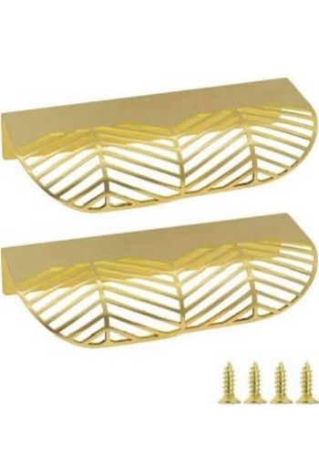 Solid Brass Cabinet Handles Brushed Gold Leaf Knobs and Pulls for Dresser Dra...