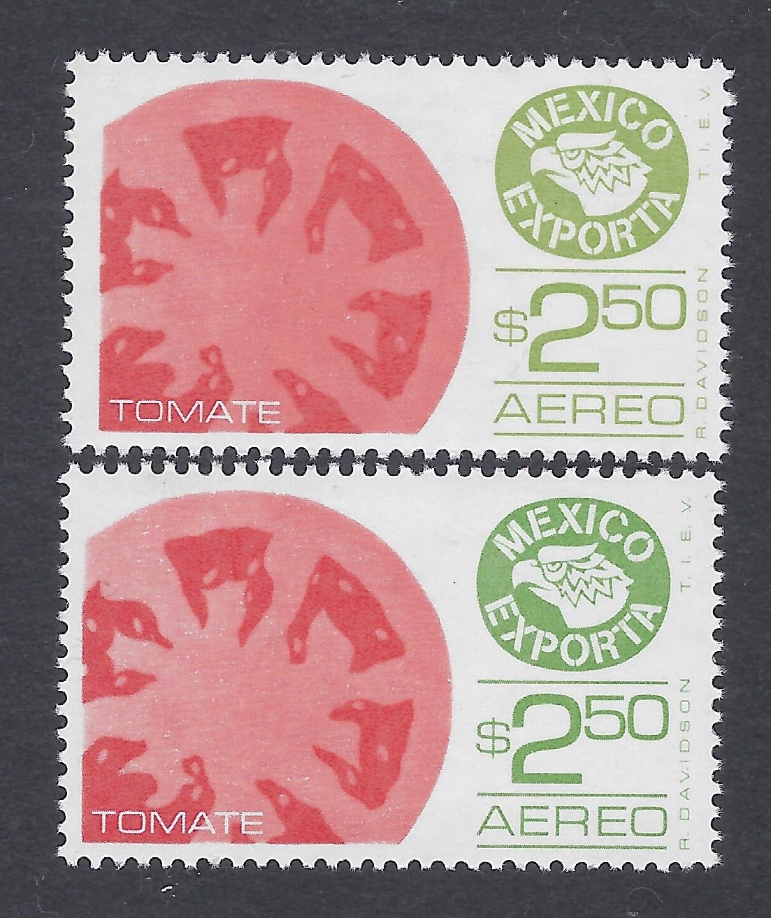 EXPORTA  (2) $2.50  "Tomatoes"Shades  SC#C599    PPR #2  CV$+ (E076)