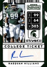 2020 Panini Contenders Draft Picks Raequan Williams Card #254 Auto